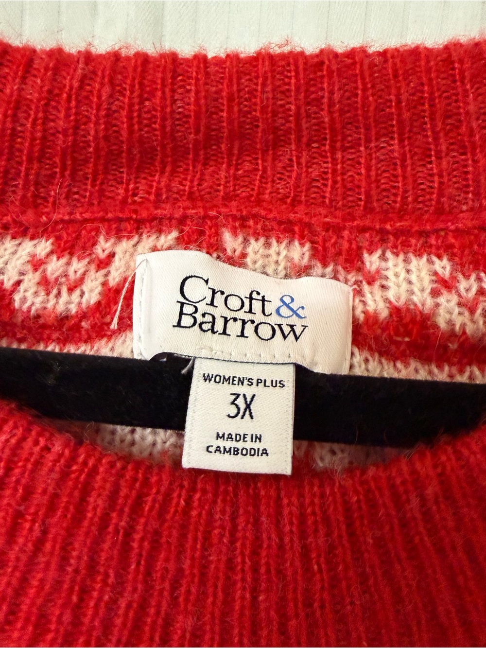 croft & barrow Red Fair Isle Crewneck Sweater with White Accents - Picture 2 of 4